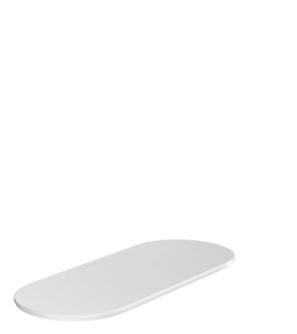 Weißer, ovaler Deckel von Hansgrohe, geeignet für einen Ablagekorb, einfaches Design ohne sichtbare Markierungen oder Beschriftungen.